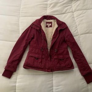 Faux fur lined military style parka coat